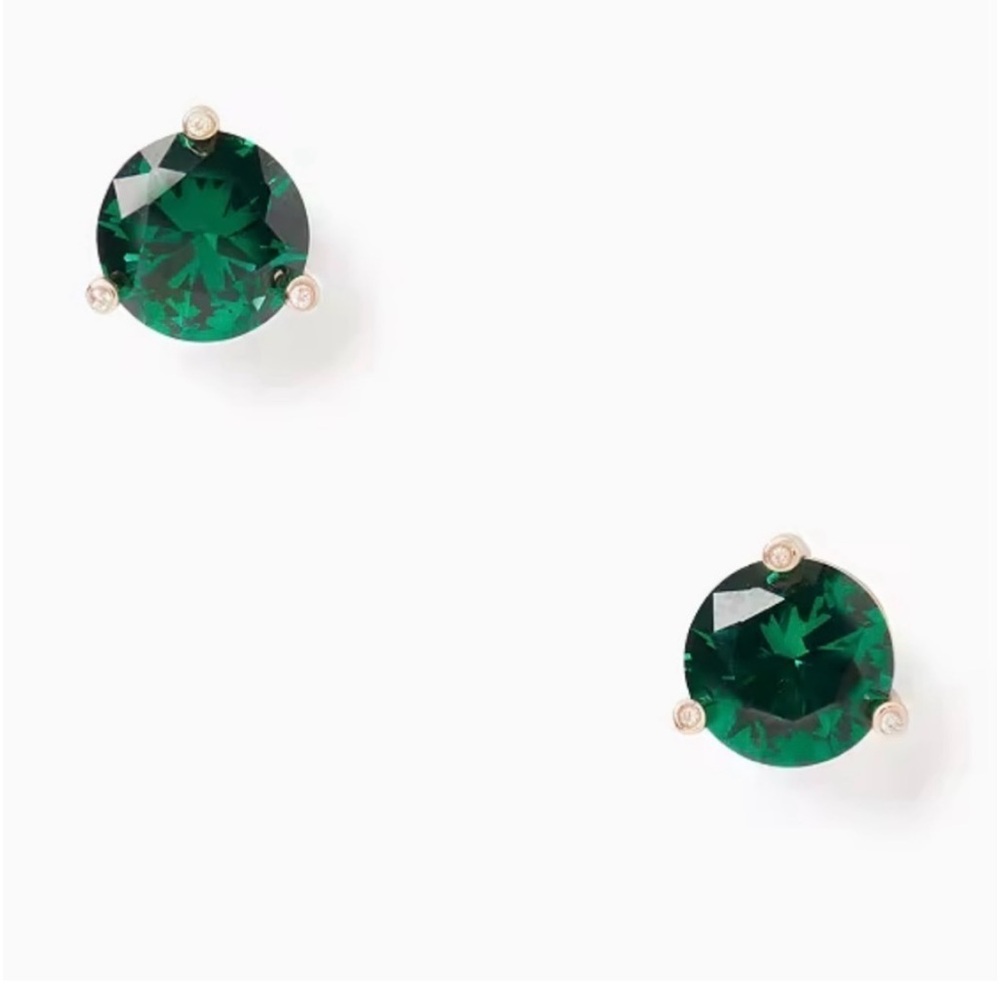 ๐ โ ๏ธ Kate Spade Rise and Shine Emerald & Gold Round Stud Earrings Classic - Picture 13 of 15